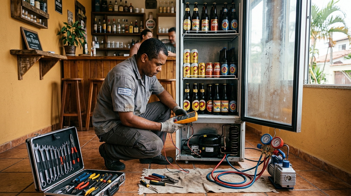 Substituição do termostato de uma cervejeira em Suzano‑SP